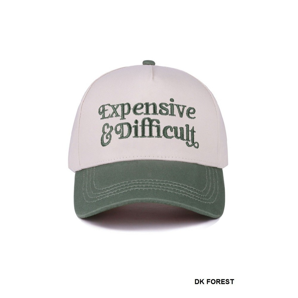 Zenana EXPENSIVE & DIFFICULT‎ TWO-TONE CANVAS COTTON CAP DK Forest